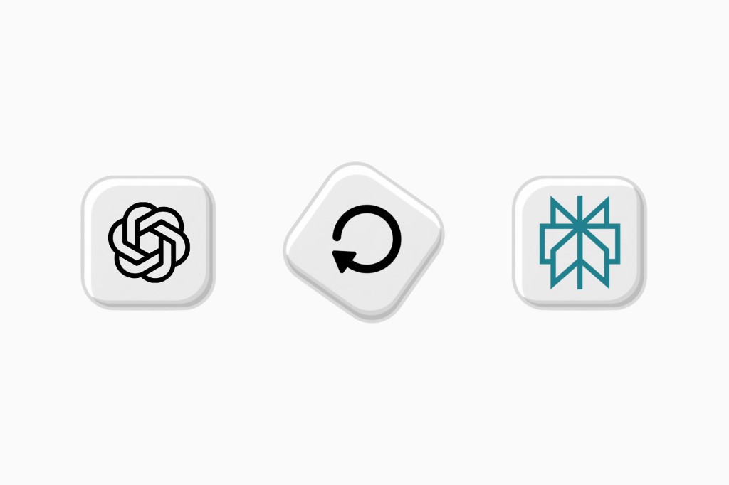 OpenAI, refresh, and Anthropic icons representing scheduled re-checks of AI brand mentions