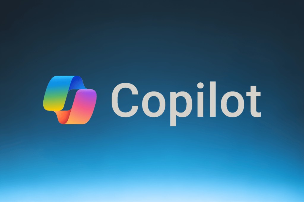 Microsoft Copilot logo on a blue gradient background for brand mention tracking