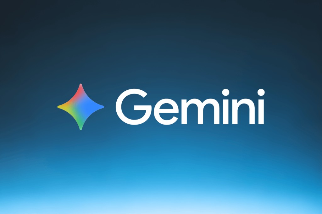 Google Gemini logo on a blue gradient background for brand mention tracking