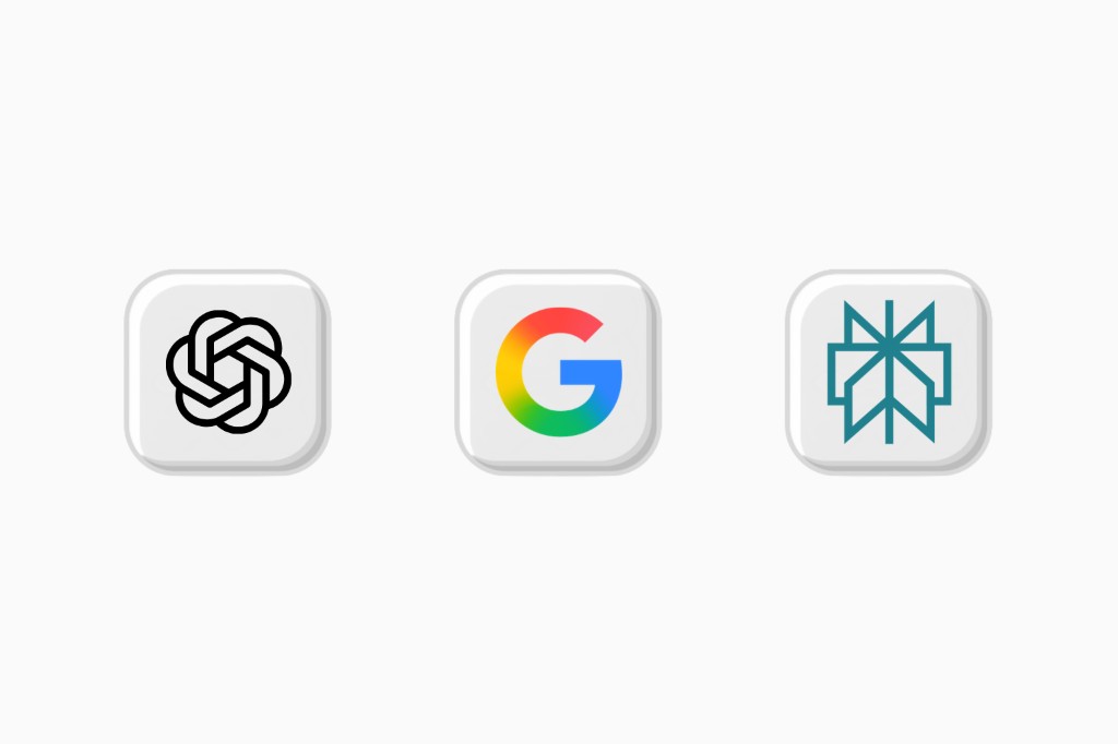 OpenAI, Google, and Anthropic logos for choosing which AI crawlers to allow